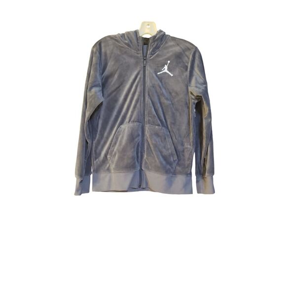 Nike Other - Nike Air Jordan Hoodie Youth Size 12-13 YRS Jumpman Velour Jacket Gray Retro Y2K